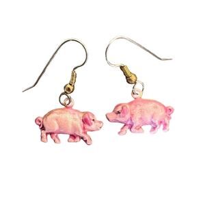 Pink Pig Earrings - pierced ears, super cute!